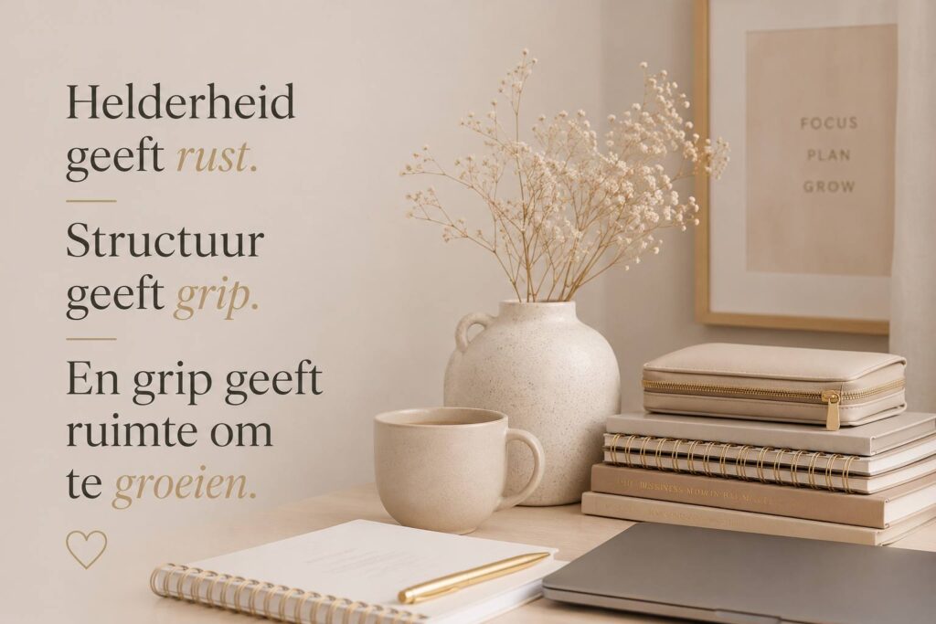 Helderheid geeft rust.
Structuur geeft grip.
En grip geeft ruimte om te groeien.
